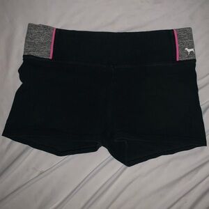 Women's VS PINK Shorts in Black with Gray and Pink Trim